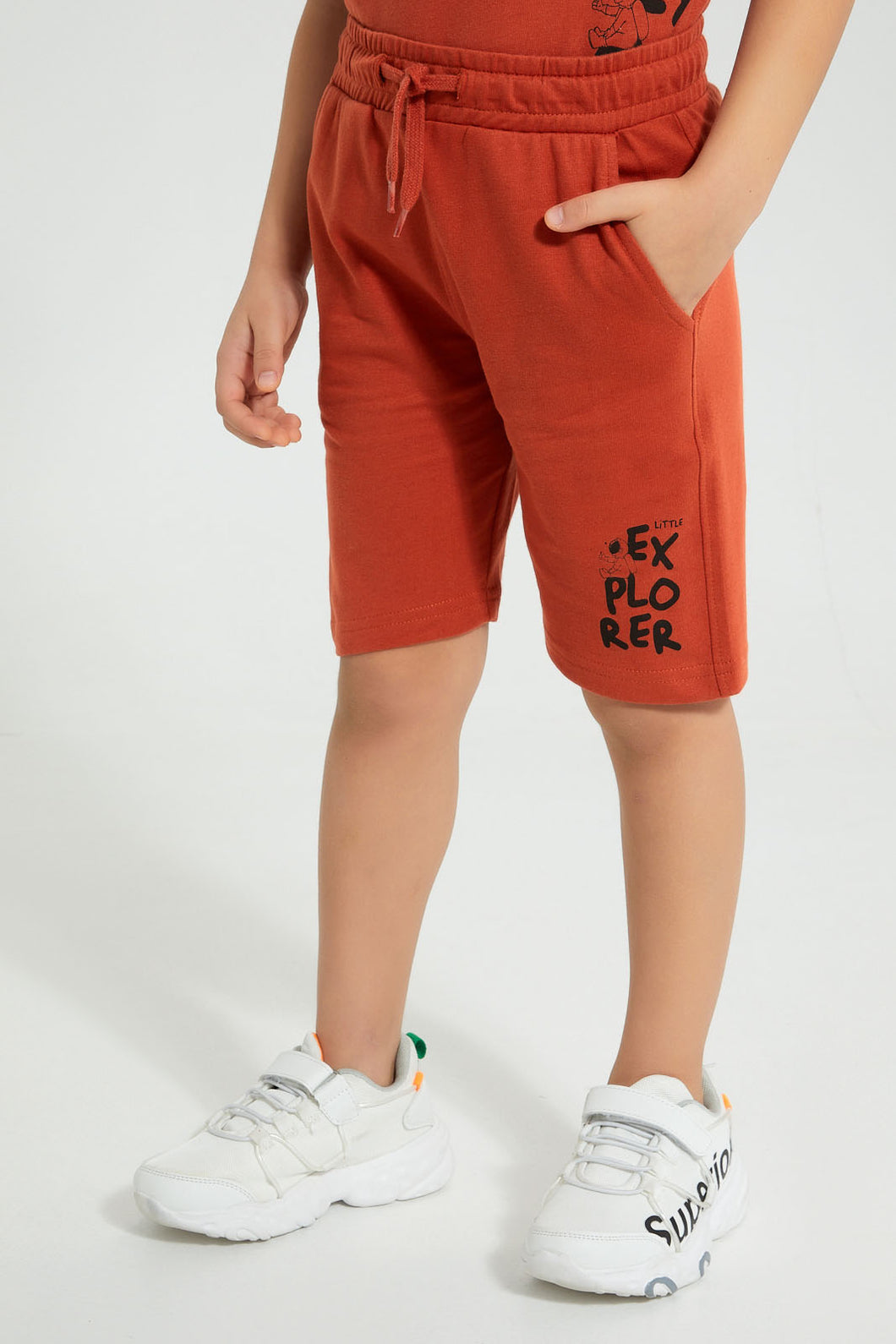 Redtag-Rust-Elasticated-Waist-Shorts-Active-Shorts-Boys-2 to 8 Years