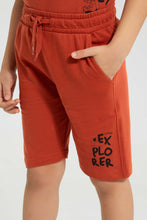 تنزيل الصورة على معرض الصور، Redtag-Rust-Elasticated-Waist-Shorts-Active-Shorts-Boys-2 to 8 Years
