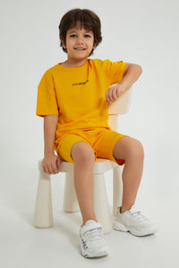 Redtag-Yellow-Oversized-T-Shirt-Graphic-Prints-Boys-2 to 8 Years