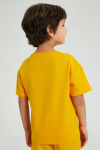 Redtag-Yellow-Oversized-T-Shirt-Graphic-Prints-Boys-2 to 8 Years