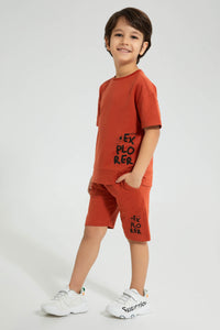 Redtag-Rust-Oversized-T-Shirt-Graphic-Prints-Boys-2 to 8 Years