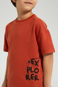 Redtag-Rust-Oversized-T-Shirt-Graphic-Prints-Boys-2 to 8 Years