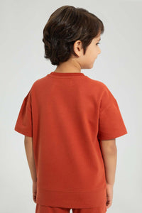 Redtag-Rust-Oversized-T-Shirt-Graphic-Prints-Boys-2 to 8 Years