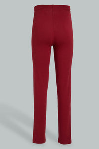 Redtag-Burgundy-Basic-Legging-Leggings-Senior-Girls-9 to 14 Years