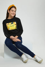 تنزيل الصورة على معرض الصور، Redtag-Black-Photographic-Highneck-Brushed-Sweatshirt-Sweatshirts-Senior-Girls-9 to 14 Years
