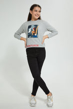 تنزيل الصورة على معرض الصور، Redtag-Grey-Melange-Photographic-Highneck-Brushed-Sweatshirt-Sweatshirts-Senior-Girls-9 to 14 Years
