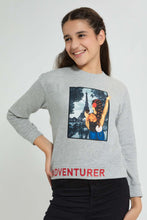 تنزيل الصورة على معرض الصور، Redtag-Grey-Melange-Photographic-Highneck-Brushed-Sweatshirt-Sweatshirts-Senior-Girls-9 to 14 Years
