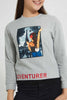 Redtag-Grey-Melange-Photographic-Highneck-Brushed-Sweatshirt-Sweatshirts-Senior-Girls-9 to 14 Years