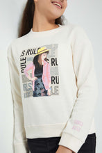 تنزيل الصورة على معرض الصور، Redtag-White-Photographic-Highneck-Brushed-Sweatshirt-Sweatshirts-Senior-Girls-9 to 14 Years
