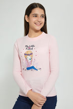 Load image into Gallery viewer, Redtag-Pink-L/S-Girly-Print-T-Shirt-Long-Sleeves-Senior-Girls-9 to 14 Years
