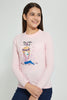 Redtag-Pink-L/S-Girly-Print-T-Shirt-Long-Sleeves-Senior-Girls-9 to 14 Years