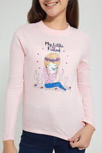 Load image into Gallery viewer, Redtag-Pink-L/S-Girly-Print-T-Shirt-Long-Sleeves-Senior-Girls-9 to 14 Years
