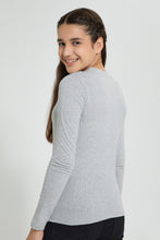 Load image into Gallery viewer, Redtag-Mid-Grey-L/S-Floral-Graphic-T-Shirt-Long-Sleeves-Senior-Girls-9 to 14 Years
