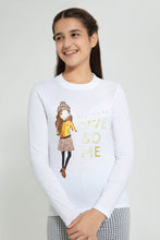 Load image into Gallery viewer, Redtag-Light-Blue-L/S-Graphic-T-Shirt-Long-Sleeves-Senior-Girls-9 to 14 Years
