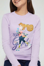 Load image into Gallery viewer, Redtag-Purple-L/S-Girly-Print-T-Shirt-Long-Sleeves-Senior-Girls-9 to 14 Years
