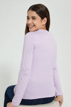 Load image into Gallery viewer, Redtag-Purple-L/S-Girly-Print-T-Shirt-Long-Sleeves-Senior-Girls-9 to 14 Years
