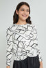 Redtag-Long-Sleeve-Front-Knot-Jacquard-Top-All-Over-Prints-Senior-Girls-9 to 14 Years