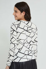 Load image into Gallery viewer, Redtag-Long-Sleeve-Front-Knot-Jacquard-Top-All-Over-Prints-Senior-Girls-9 to 14 Years
