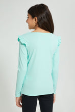 Load image into Gallery viewer, Mint Ruffled Ribbed Top
