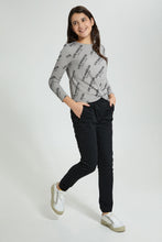 Load image into Gallery viewer, Redtag-Long-Sleeve-Front-Knot-Jacquard-Top-All-Over-Prints-Senior-Girls-9 to 14 Years
