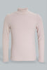 Redtag-Light-Pink-Highneck-Rib-Top-Plain-Senior-Girls-9 to 14 Years