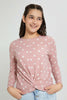 Redtag-L/S-Front-Knot-Jacquard-Top-Long-Sleeves-Senior-Girls-9 to 14 Years
