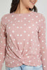 Redtag-L/S-Front-Knot-Jacquard-Top-Long-Sleeves-Senior-Girls-9 to 14 Years
