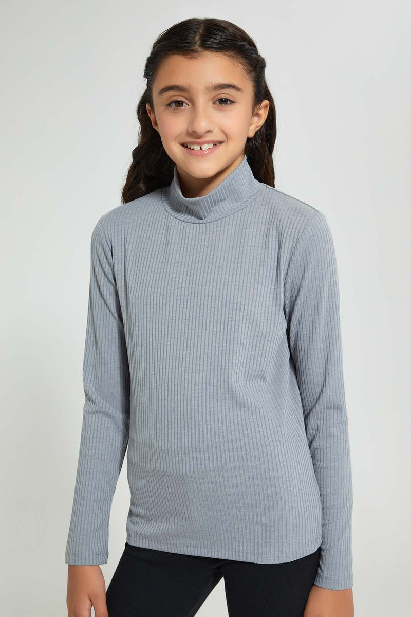 Grey Turtle Neck Top