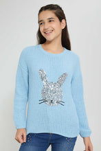 تنزيل الصورة على معرض الصور، Redtag-Lt-Blue-Sequin-Pullover-Jumpers-Senior-Girls-9 to 14 Years
