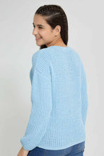 تنزيل الصورة على معرض الصور، Redtag-Lt-Blue-Sequin-Pullover-Jumpers-Senior-Girls-9 to 14 Years
