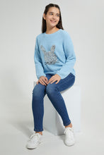 تنزيل الصورة على معرض الصور، Redtag-Lt-Blue-Sequin-Pullover-Jumpers-Senior-Girls-9 to 14 Years
