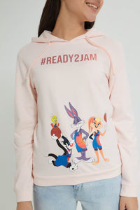 Redtag-Pink-Looney-Tunes-Hooded-Sweatshirt-Sweatshirts-Senior-Girls-9 to 14 Years