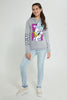Redtag-Grey-Melange-Daisy-Duck-Hooded-Sweatshirt-Sweatshirts-Senior-Girls-9 to 14 Years