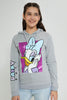 Redtag-Grey-Melange-Daisy-Duck-Hooded-Sweatshirt-Sweatshirts-Senior-Girls-9 to 14 Years