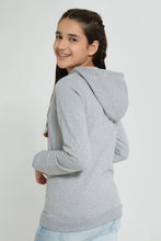 Load image into Gallery viewer, Redtag-Grey-Melange-Daisy-Duck-Hooded-Sweatshirt-Sweatshirts-Senior-Girls-9 to 14 Years
