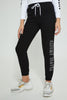 Redtag-Black-Brushed-Jogger-Pant-With-Print-Cargo-Pants-Senior-Girls-9 to 14 Years