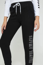 تنزيل الصورة على معرض الصور، Redtag-Black-Brushed-Jogger-Pant-With-Print-Cargo-Pants-Senior-Girls-9 to 14 Years

