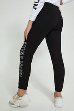 تنزيل الصورة على معرض الصور، Redtag-Black-Brushed-Jogger-Pant-With-Print-Cargo-Pants-Senior-Girls-9 to 14 Years
