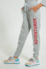 Redtag-Grey-Melange-Brsuhed-Jogger-Pant-With-Print-Cargo-Pants-Senior-Girls-9 to 14 Years