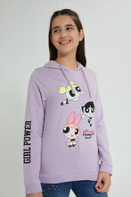 Load image into Gallery viewer, Redtag-Purple-Power-Puff-Girls-Hooded-Sweatshirt-Sweatshirts-Senior-Girls-9 to 14 Years
