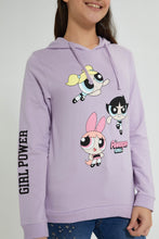 Load image into Gallery viewer, Redtag-Purple-Power-Puff-Girls-Hooded-Sweatshirt-Sweatshirts-Senior-Girls-9 to 14 Years
