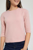 Redtag-Pink-3/4-Sleeve-Jacquard-Top-Plain-Senior-Girls-9 to 14 Years