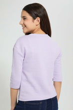 Load image into Gallery viewer, Redtag-Purple-3/4-Sleeve-Jacquard-Top-Plain-Senior-Girls-9 to 14 Years
