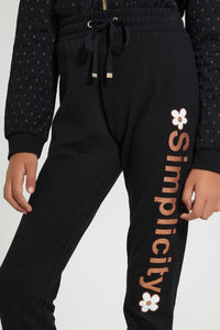 Redtag-Black-Basic-Track-Pant-Joggers-Senior-Girls-9 to 14 Years