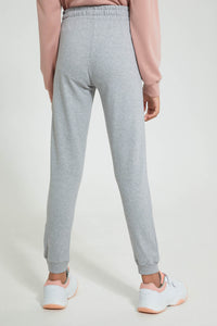 Redtag-Grey-Melange-Basic-Track-Pant-Joggers-Senior-Girls-9 to 14 Years