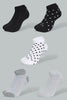 Redtag-Black/Grey/White-Heart-Polka-Printed-Ankle-Socks-(5-Pack)-Ankle-Length-Women's-