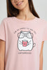 Redtag-Pink-Cat-Chest-Print-NighT-Shirt-Nightshirts-Senior-Girls-9 to 14 Years