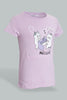 Redtag-Purple/Black-Cat-Chest-Print-Top-And-Purple/White-Overall-Print-Pjset-Pyjama-Sets-Senior-Girls-9 to 14 Years