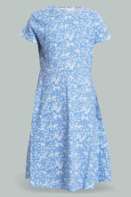 تنزيل الصورة على معرض الصور، Redtag-Blue-Floral-Girls-Senior-Skater-Dress-Dresses-Senior-Girls-9 to 14 Years
