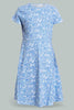 Redtag-Blue-Floral-Girls-Senior-Skater-Dress-Dresses-Senior-Girls-9 to 14 Years